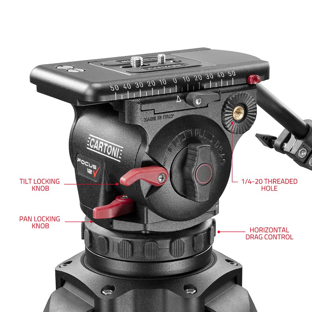 SHAPE FOCUS 12 Fluid Head with Red Lock Legs Mid-Level Spreader Tripod SHAPE wlb