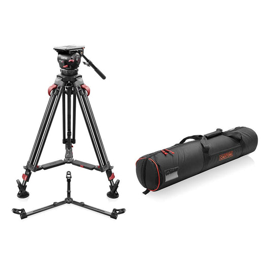 SHAPE FOCUS 12 Fluid Head with Red Lock Legs Mid-Level Spreader Tripod SHAPE wlb
