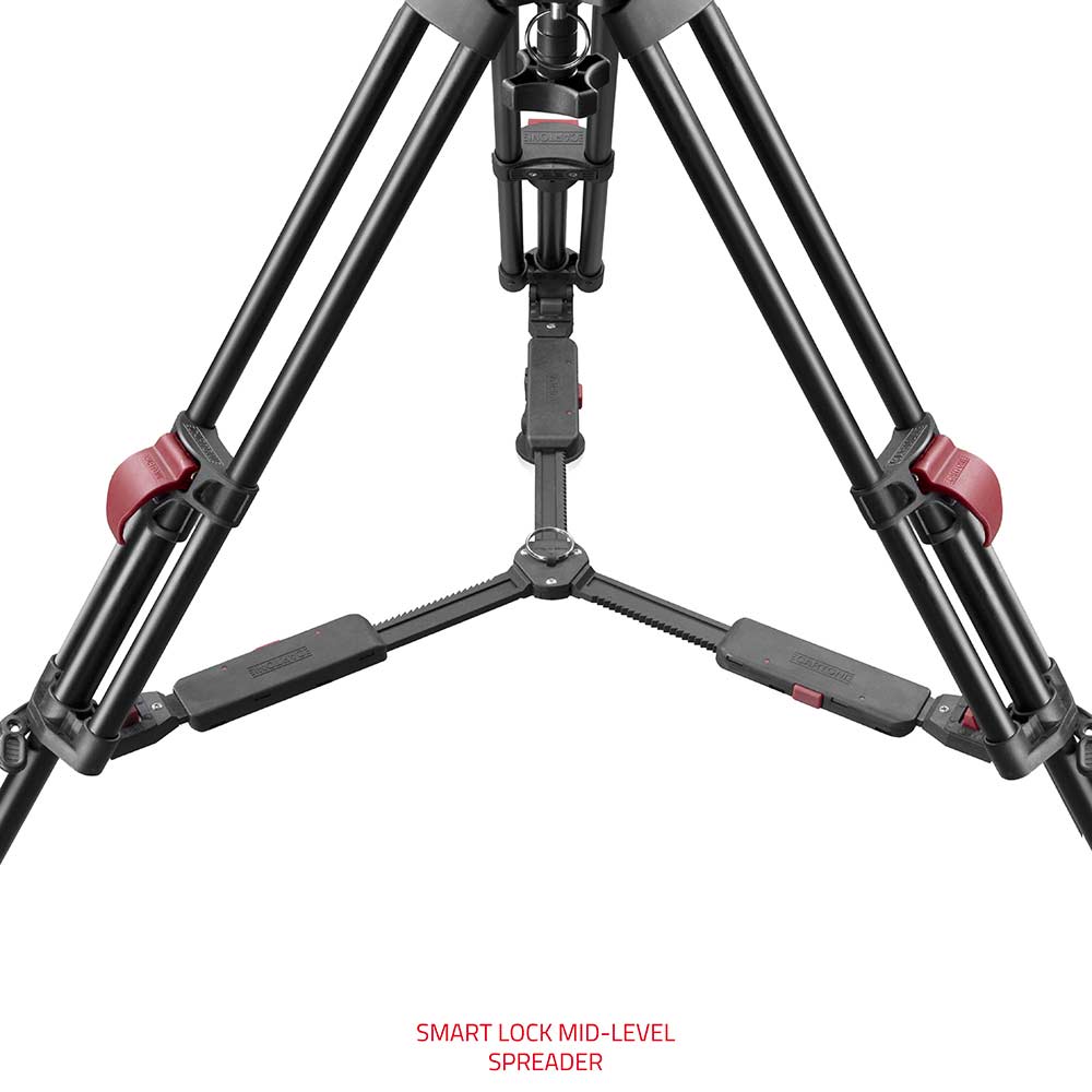 SHAPE FOCUS 18 Fluid Head with Red Lock Legs Mid-Level Spreader Tripod SHAPE wlb