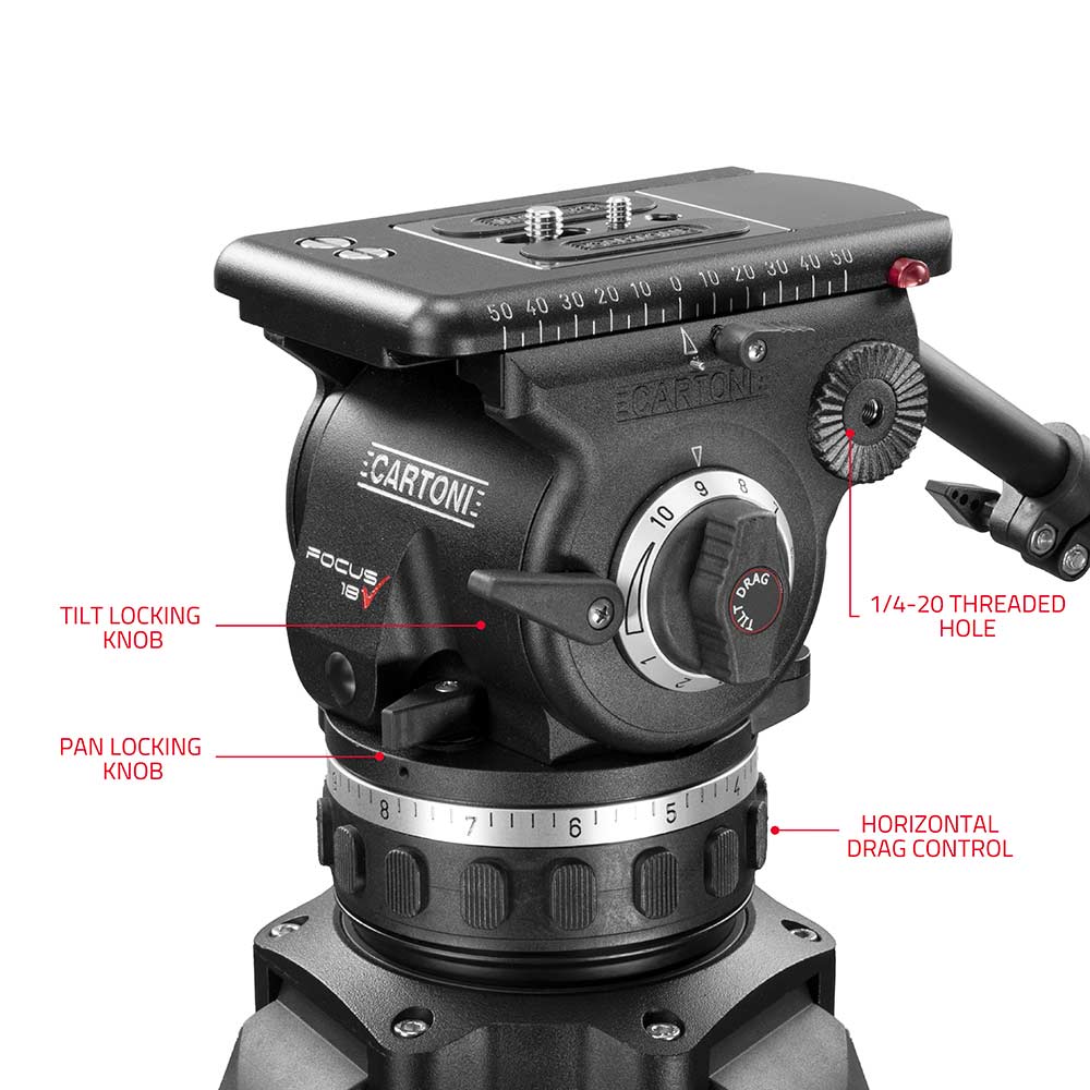 SHAPE FOCUS 18 Fluid Head with Red Lock Legs Mid-Level Spreader Tripod SHAPE wlb