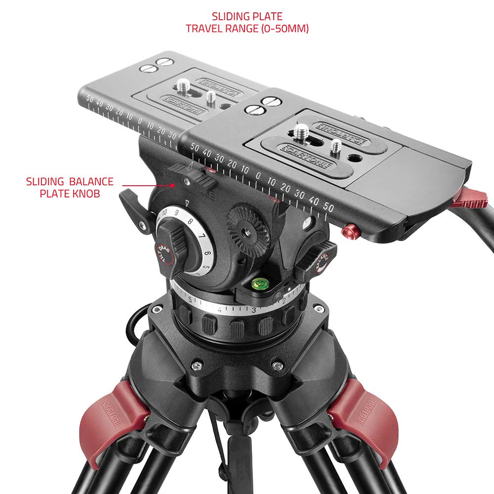 SHAPE FOCUS 18 Fluid Head with Red Lock Legs Mid-Level Spreader Tripod SHAPE wlb