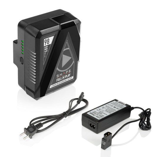 SHAPE Full Play Rechargeable Battery 98 Wh Gold Mount with SHAPE Full Play Portable D-Tap Battery Charger Battery & Charger SHAPE wlb