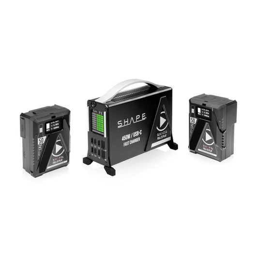 SHAPE Fast Charger Kit USB-C with 2x 50Wh Mini V-Mount Batteries Battery Charger SHAPE wlb