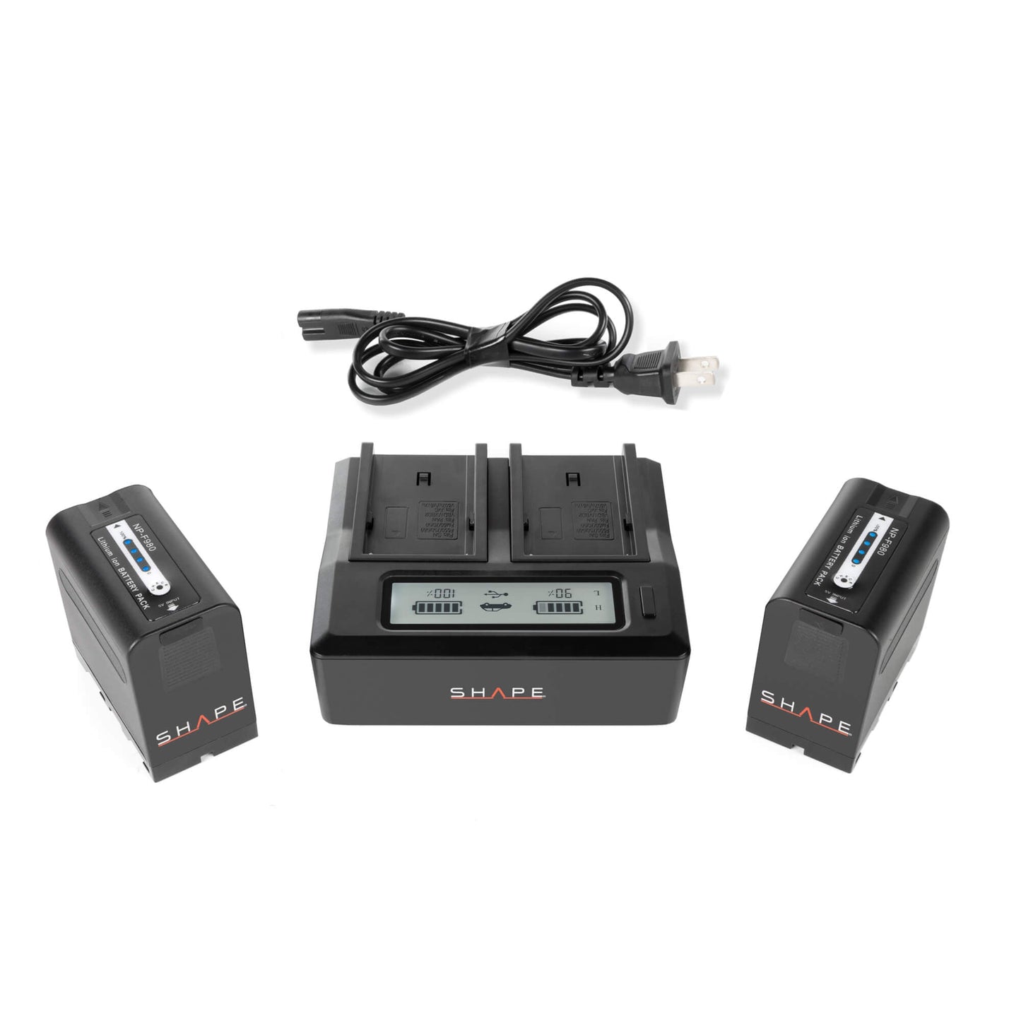 SHAPE NP-F980 Batteries with Dual LCD Charger for Sony Battery SHAPE wlb