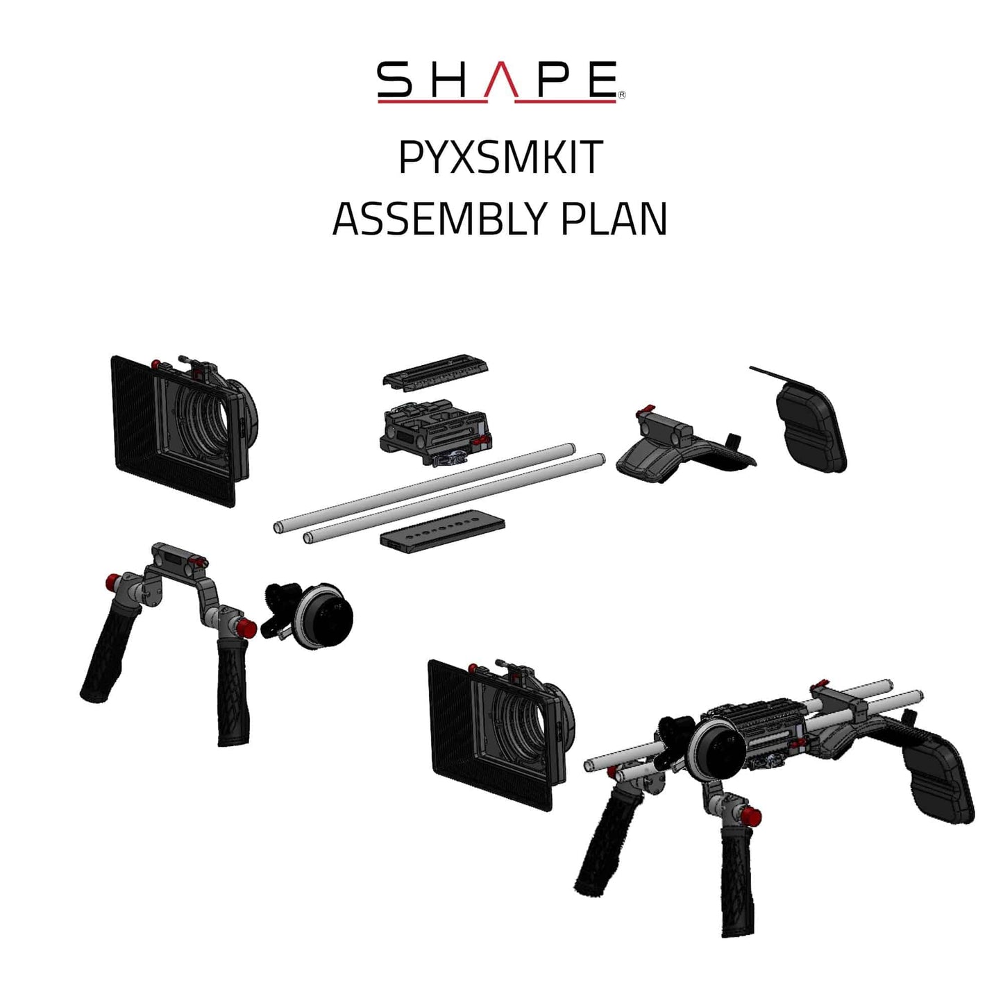SHAPE Blackmagic PYXIS 6K Shoulder Mount System with Matte Box & Follow Focus Kit Camera Rig SHAPE wlb