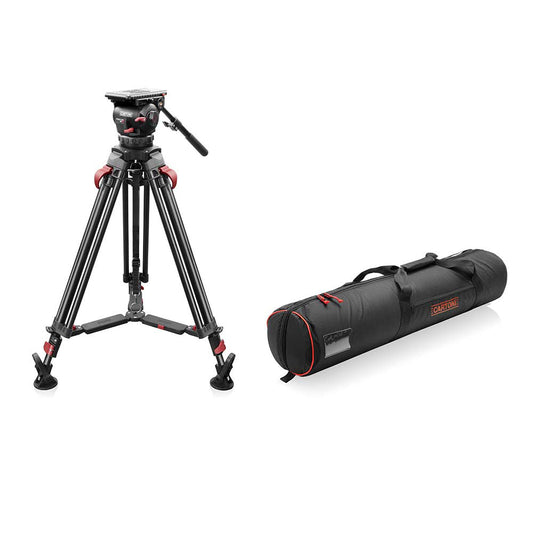 SHAPE FOCUS 12 Fluid Head with Red Lock Legs Mid-Level Spreader Tripod SHAPE wlb