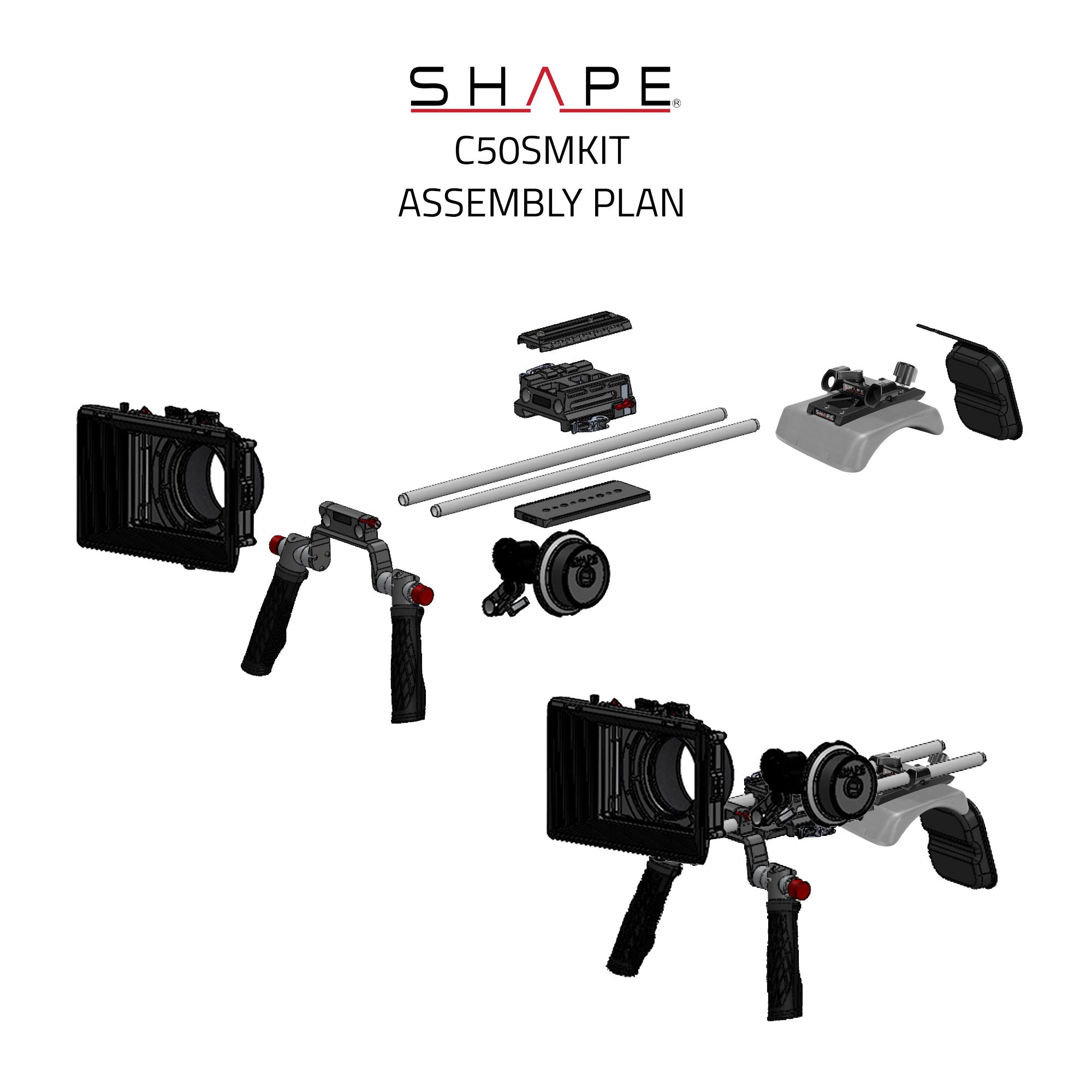 SHAPE Shoulder Mount Matte Box Follow Focus for Canon C50 Shoulder Mount Rig SHAPE wlb