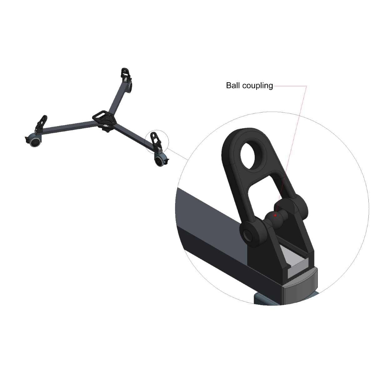 Lightweight Dolly 75mm double wheels - for Red lock - SDS - TZ001 Tripod Accessory SHAPE wlb