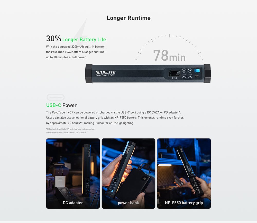 NANLITE PavoTube II 6 CP LED Full-color Tube Light Light Fixture SHAPE wlb