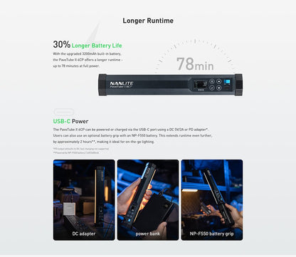 NANLITE PavoTube II 6 CP LED Full-color Tube Light Light Fixture SHAPE wlb