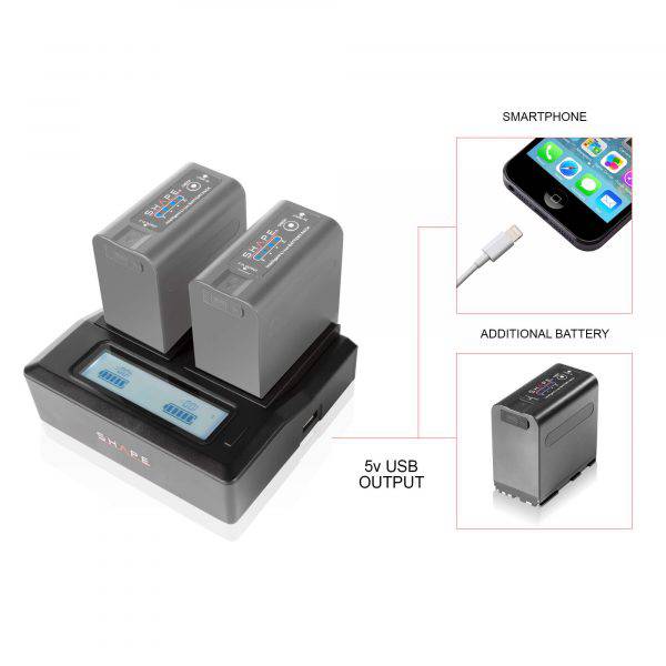 SHAPE BP Dual LCD Charger for BP-975 and Canon Batteries Battery Charger SHAPE wlb   