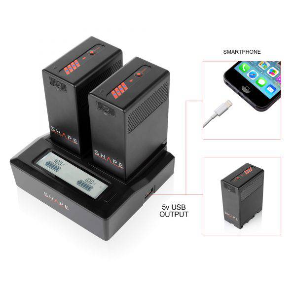 SHAPE Sony BP-U65 Batteries with Dual LCD Charger Battery & Charger SHAPE wlb