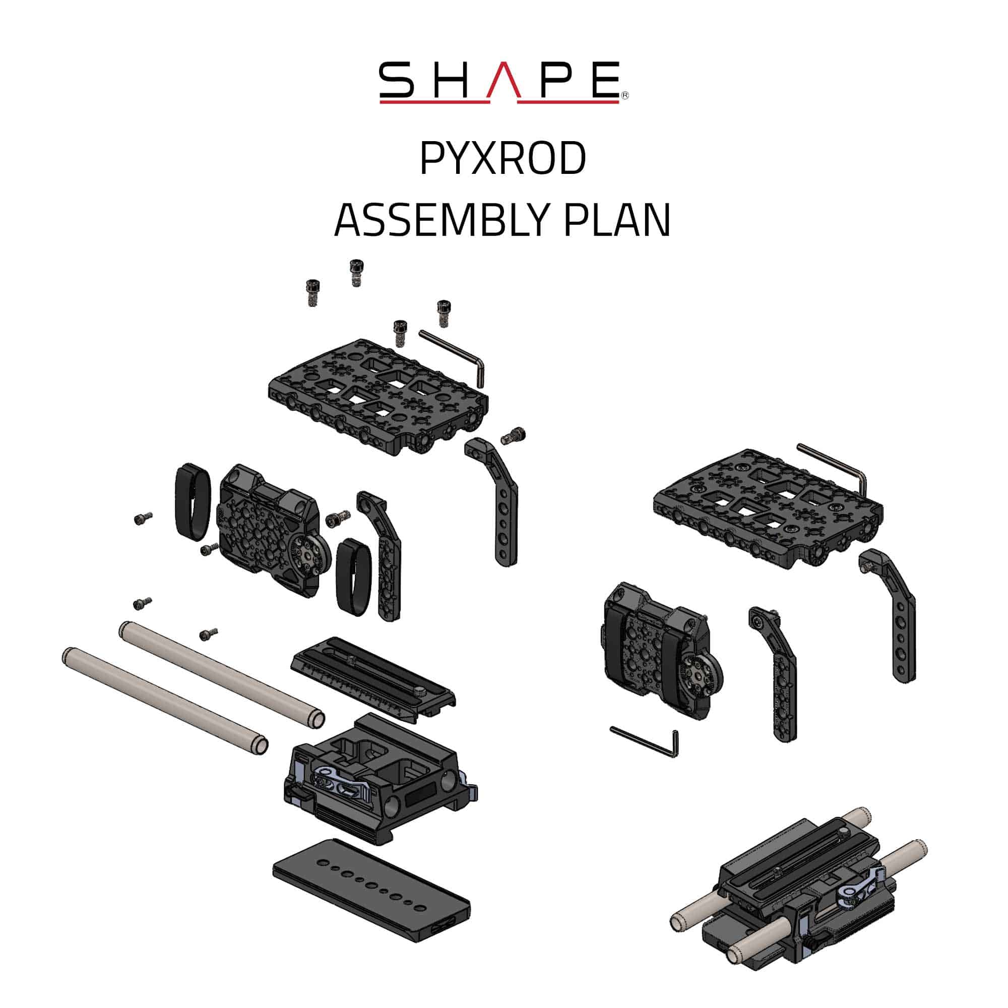 SHAPE Blackmagic PYXIS 6K Cage with 15MM LWS Rod System Camera Rig SHAPE wlb