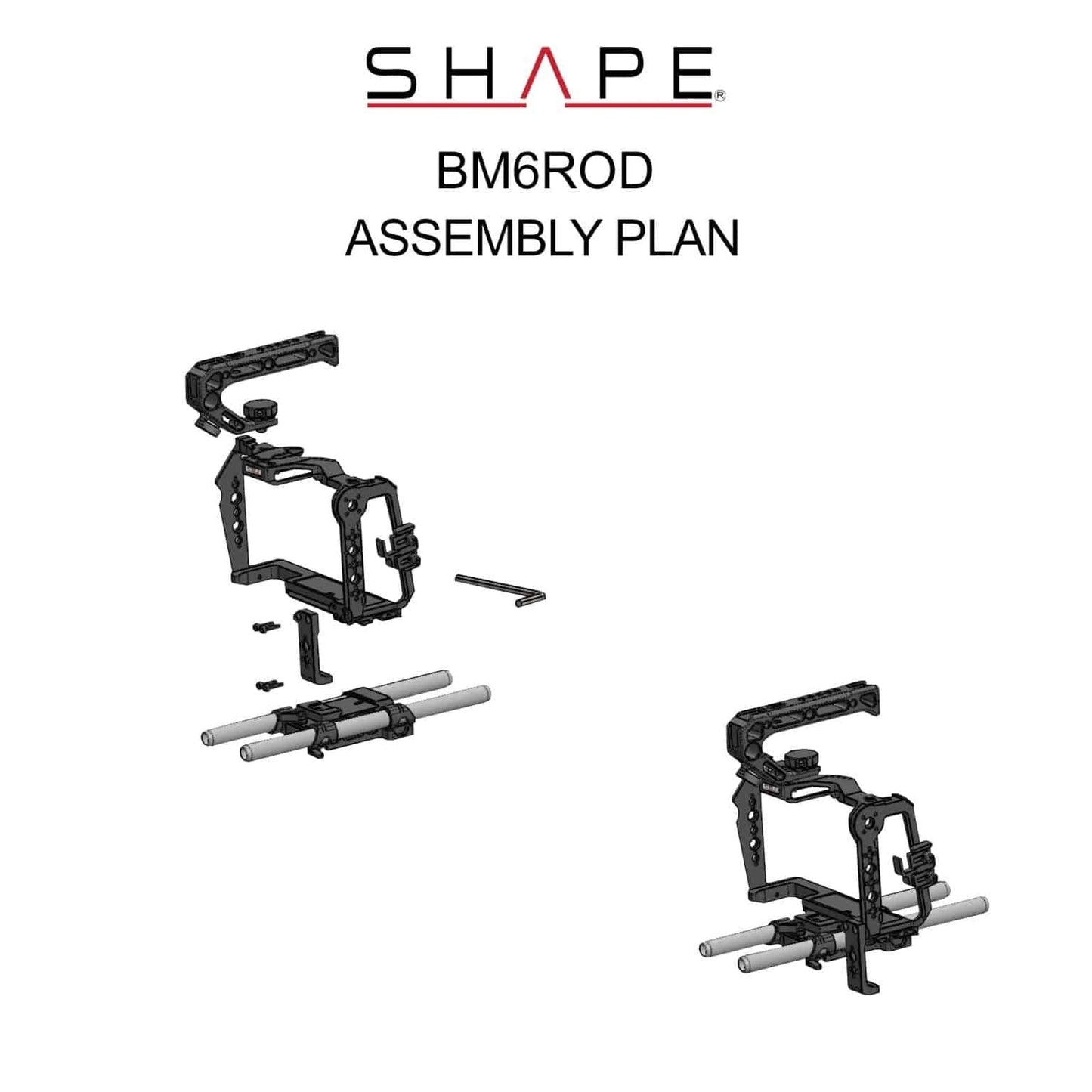 SHAPE Blackmagic Cinema Camera 6K/6K PRO/6K G2 Camera Cage, Top Handle and Rod Bloc System Camera Cage SHAPE wlb