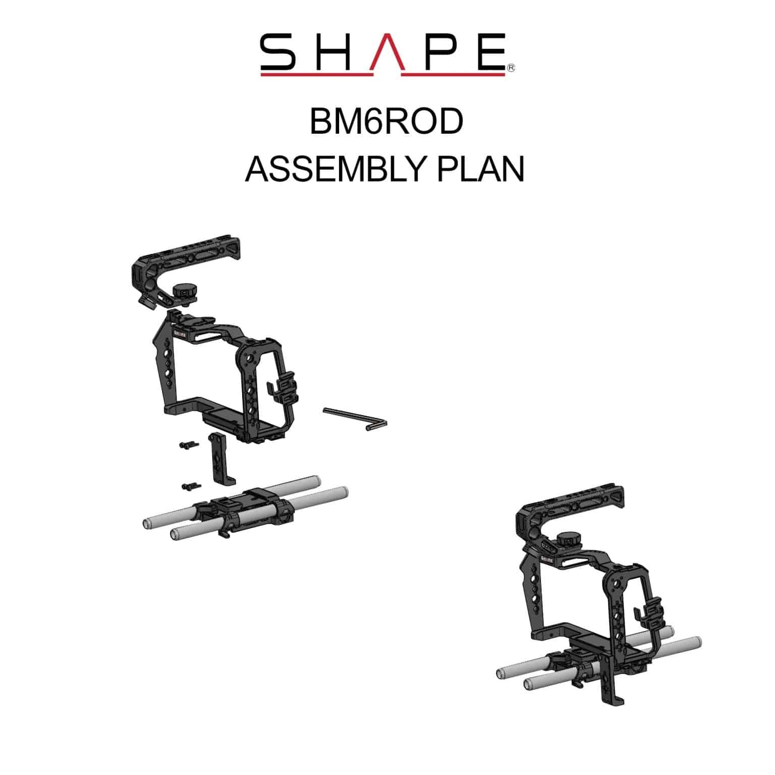 SHAPE Blackmagic Cinema Camera 6K/6K PRO/6K G2 Camera Cage, Top Handle and Rod Bloc System Camera Cage SHAPE wlb