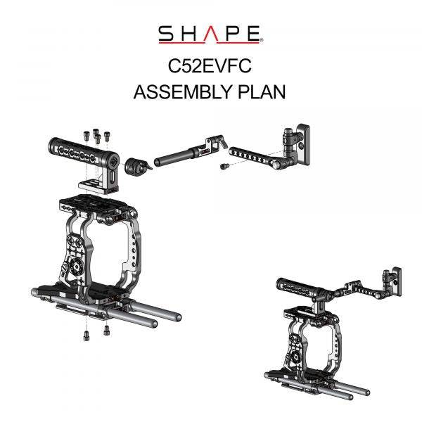 SHAPE Canon C500 MKII/C300 MKIII Camera Cage, Top Handle, Rod Bloc System and View Finder Mount Camera Cage SHAPE wlb