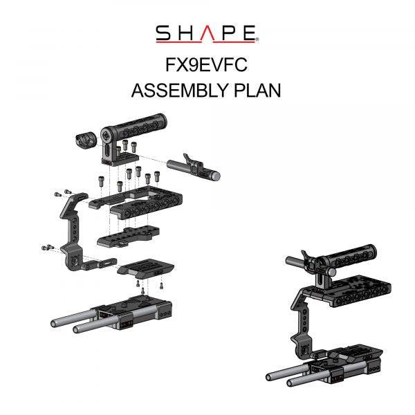 SHAPE Camera Cage, Top Handle, Rod Bloc System and View Finder Mount for Sony FX9 Camera Cage SHAPE wlb   