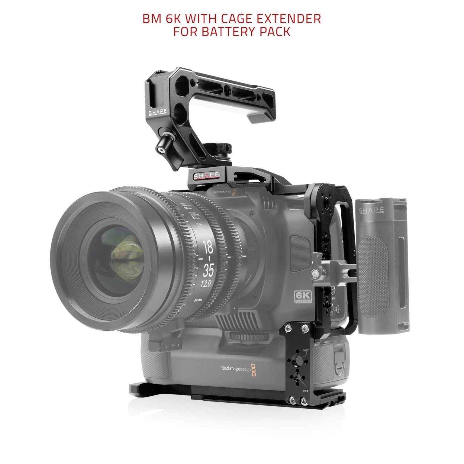 SHAPE Camera Cage with Top Handle for Blackmagic Cinema Camera 6K/6K PRO/6K G2 Camera Cage SHAPE wlb   