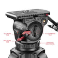 SHAPE FOCUS 12 Fluid Head with Red Lock Legs Mid-Level Spreader Tripod SHAPE wlb