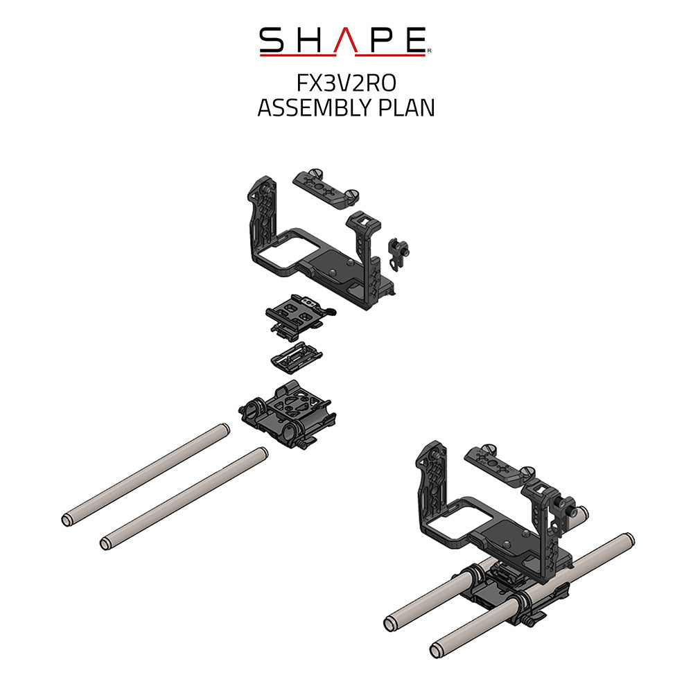 SHAPE Full Creator Kit V2 15mm LWS Base For Sony FX3 & FX30 Camera Rig SHAPE wlb