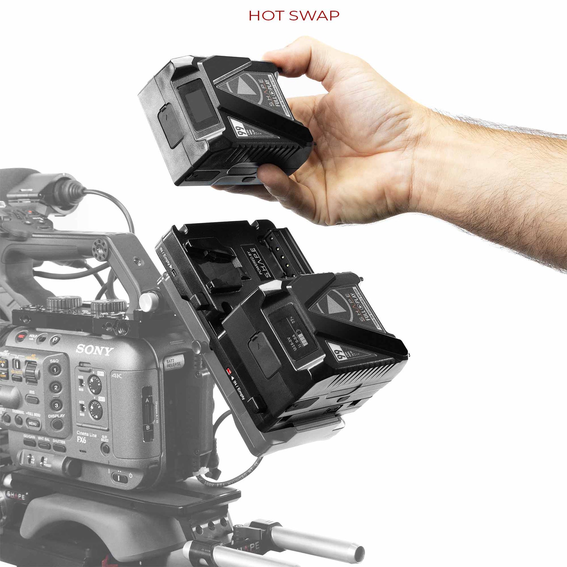 SHAPE Full Play Mini Batteries 99 Wh with Dual V-Mount Hot Swap Mini Battery Plate Battery SHAPE wlb