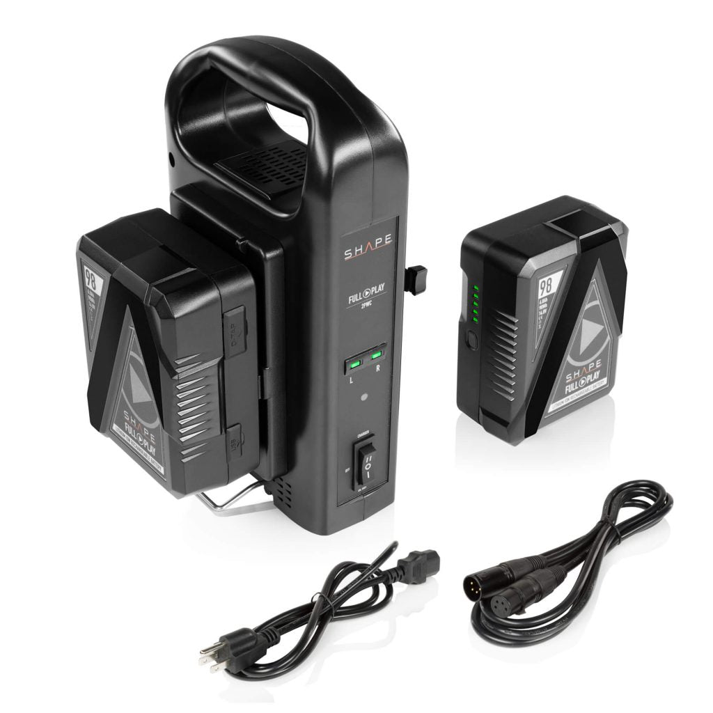 SHAPE Full Play Rechargeable Batteries 98 Wh V-Mount (2) with SHAPE Full Play Intelligent Dual Battery Charger Battery & Charger SHAPE wlb