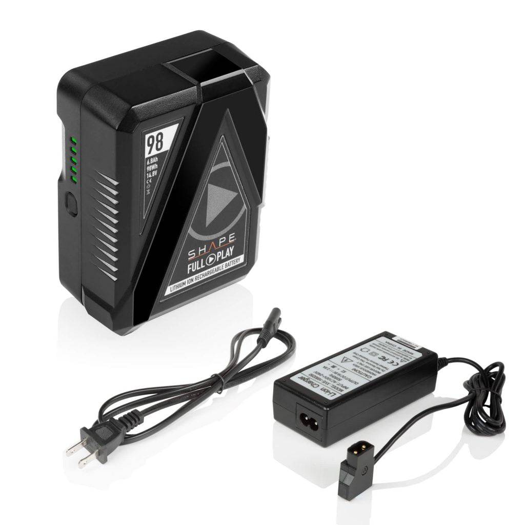 SHAPE Full Play Rechargeable Battery 98 Wh V-Mount with SHAPE Full Play Portable D-Tap Battery Charger Battery & Charger SHAPE wlb