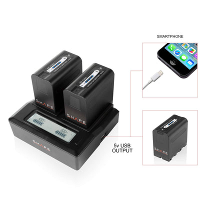 SHAPE NP-F980 Batteries with Dual LCD Charger for Sony Battery SHAPE wlb