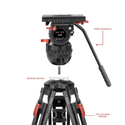 SHAPE Pro Video Tripod 20KG Fluid Head 100mm Bowl Carbon Fiber Legs Tripod SHAPE wlb