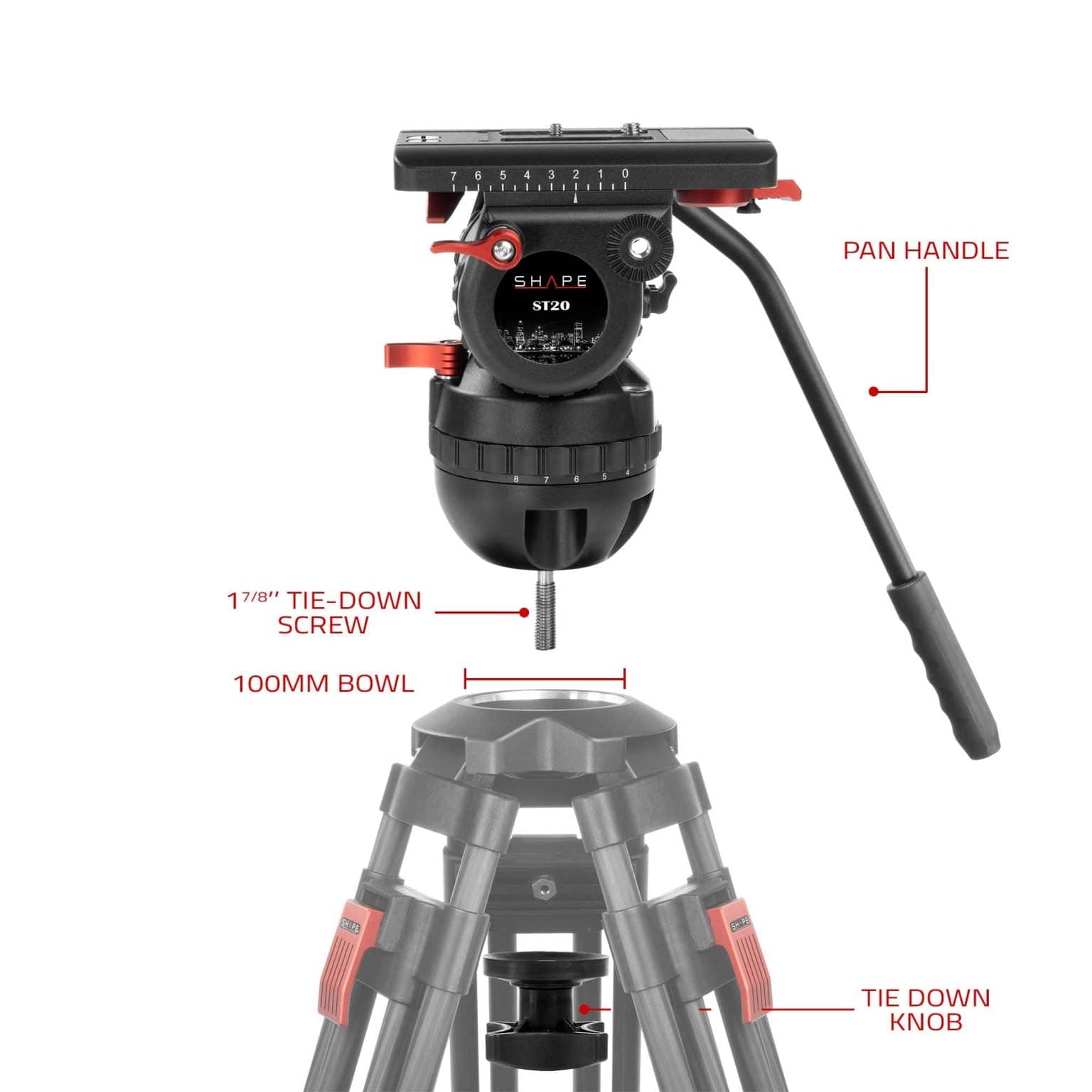 SHAPE Tripod Fluid Head 20 kg Tripod Head SHAPE wlb   