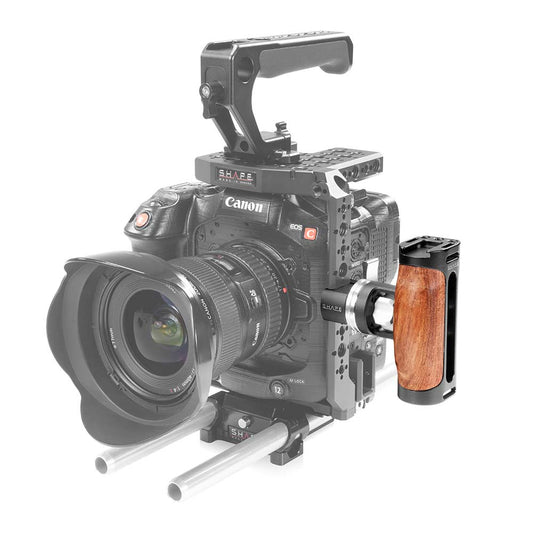 SHAPE Universal Wooden Pivoting Side Handgrip NATO Clamp with ARRI Rosette Handle SHAPE wlb