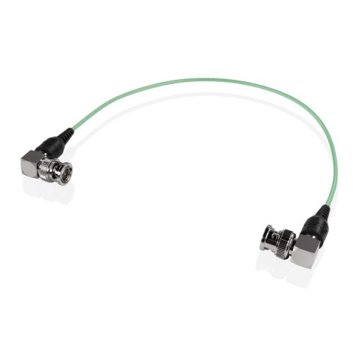 Cable SDI de 12 pulgadas verde en espiral con conector BNC de 90 grados