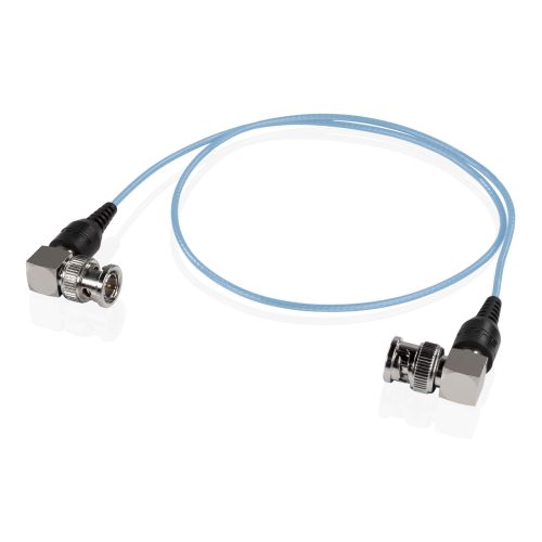 Cable SDI de 24 pulgadas azul en espiral con conector BNC de 90 grados