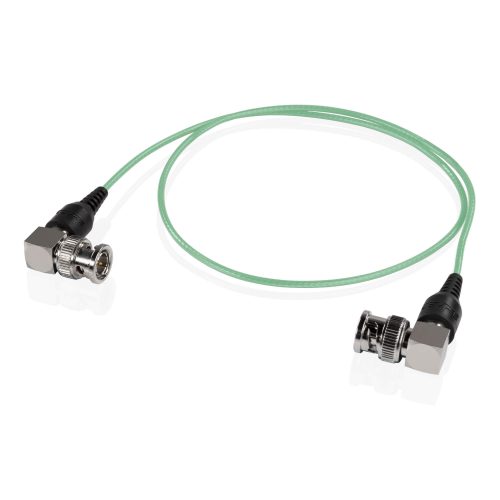 Cable SDI de 24 pulgadas verde en espiral con conector BNC de 90 grados
