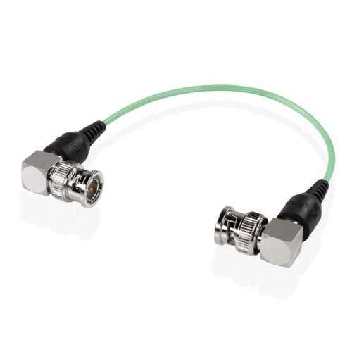 Cable SDI de 6 pulgadas verde en espiral con conector BNC de 90 grados