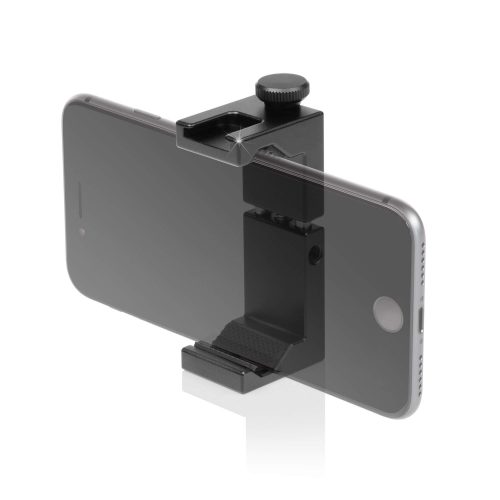 Smartphone aluminum clamp tripod mount with cold shoe