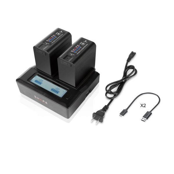 SHAPE BP-975 two batteries with dual LCD charger for Canon and RED® KOMODO™
