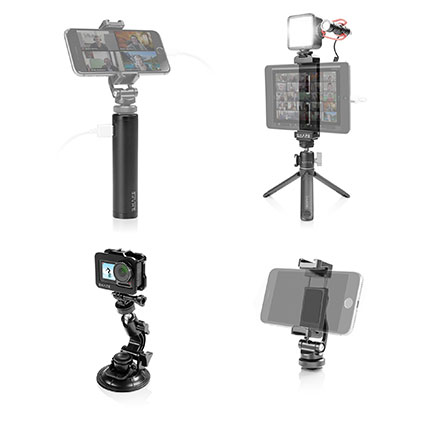 Teléfonos intéligentes y soportes para cámaras de acción